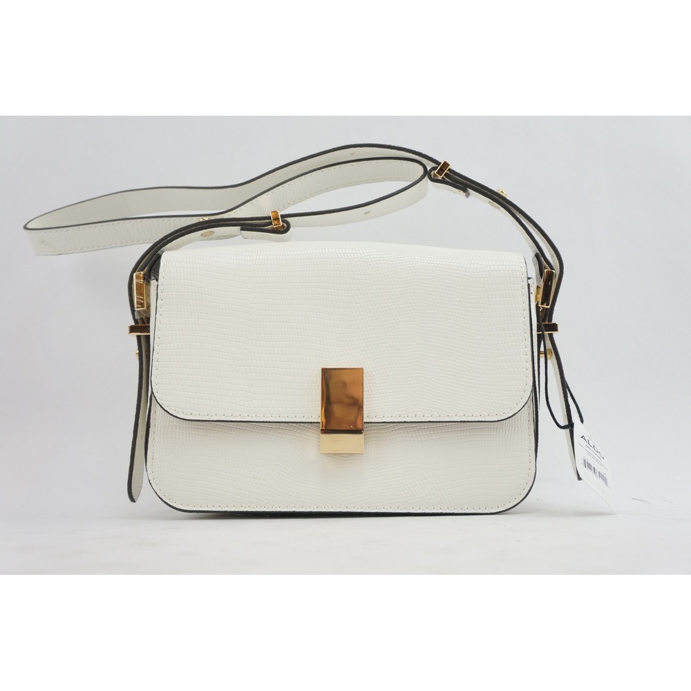 Aldo Eteiniix White Textured‎ Shoulder Bag Gold Clasp Top Handle